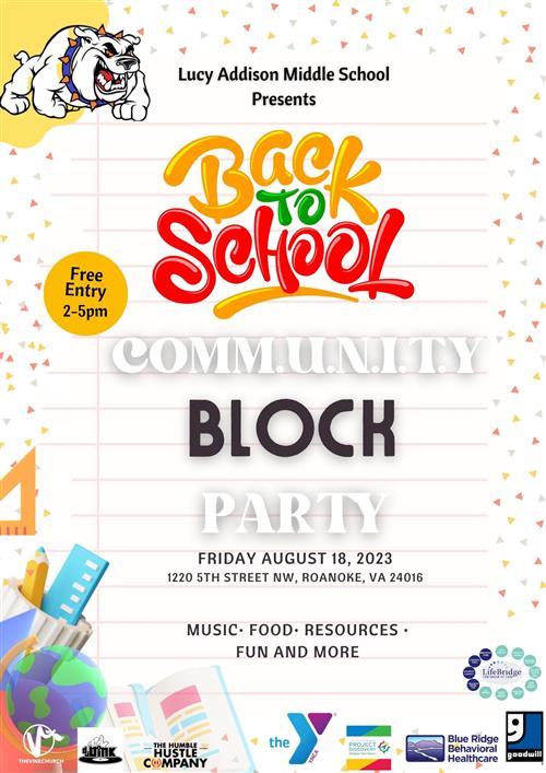Back to School block party information. All of this info is in the main story.